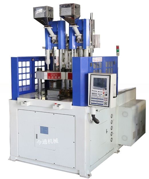 Máquina de moldagem por injecção de plástico vertical de punho de faca de cor dupla de PP JTT-550 2V-3R
