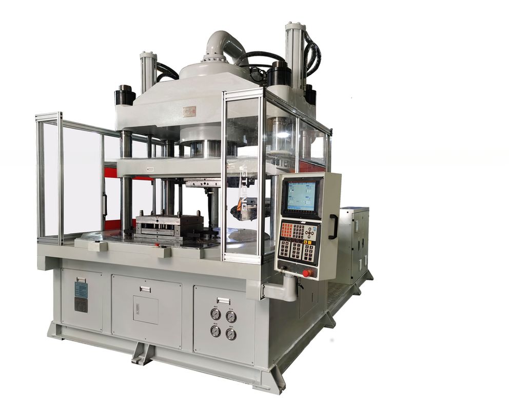 Máquina horizontal de aperto vertical da modelação por injeção