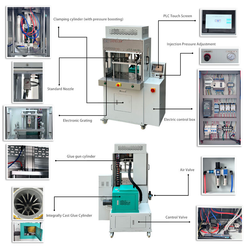 Máquina de moldagem por injecção de cola de colagem de fusão a quente vertical de baixa pressão LPMS para PCB JTT-100DL